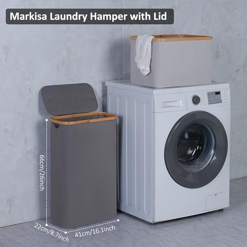 Slim Laundry Basket, 60L Laundry Hamper - Image 3