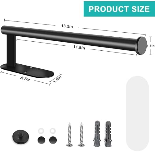 MGahyi 2Pcs Black Paper Towel Holder Under Cabinet Wall Mount - Image 2