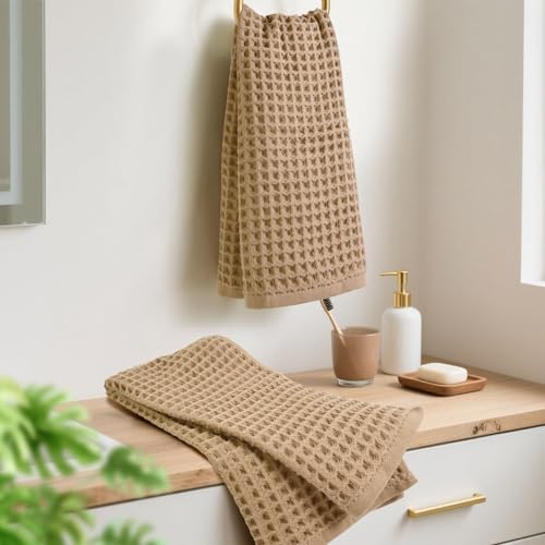Waffle Bathroom Hand Towels 2-Piece – Cotton, Lightweight - Image 3