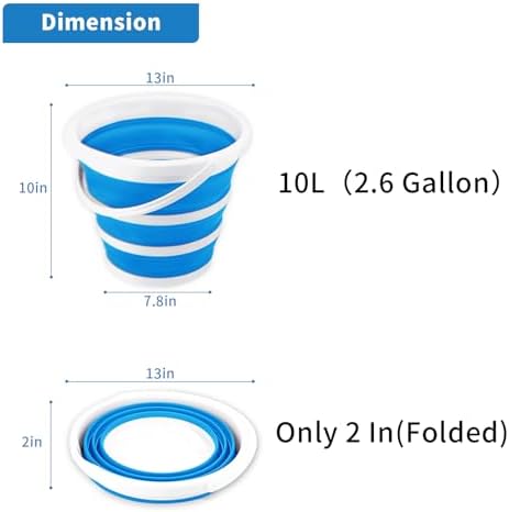 2 Pack Collapsible Buckets 10L 2.6 Gallon Cleaning Bucket Mop Bucket Folding - Image 2