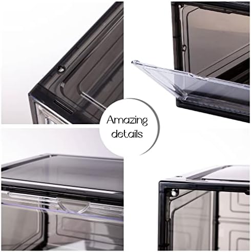 Attelite Large Shoe Boxes 6 Pack Drop Side Shoe Storage Containers Black - Image 3