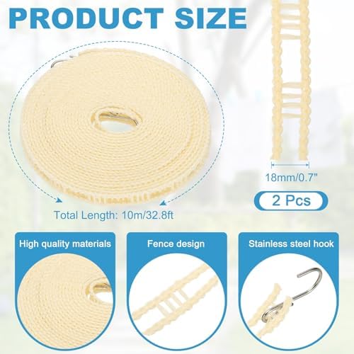 uxcell 2 Pcs Portable Travel Clothesline, 32.8ft Clothes Line Outdoors Travel - Image 2