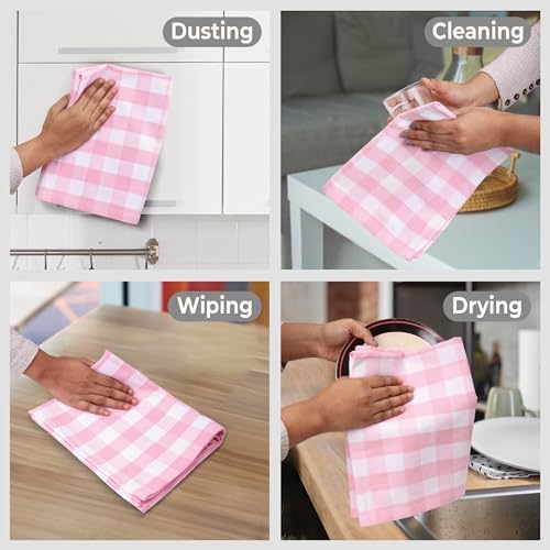Urban Villa Kitchen Towels Cotton Dish Towels 20”x30” Pink Wht - Image 2