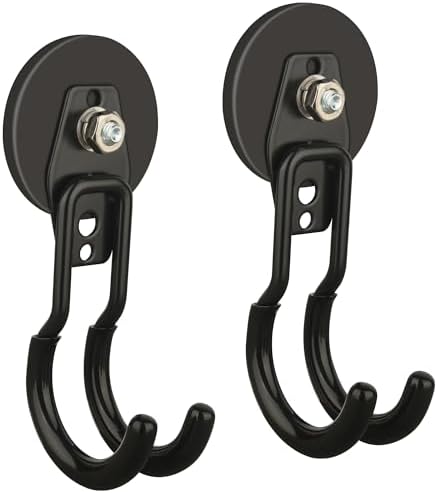 ULIBERMAGNET New Upgraded Garage Magnetic Hooks, 2 Pack Black Heavy Duty Large by ULIBERMAGNET