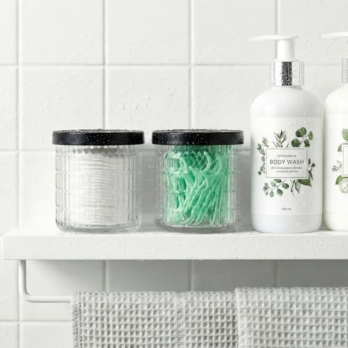 Clear Thick Glass Bathroom Qtip Holder, 2 Pack - Image 2