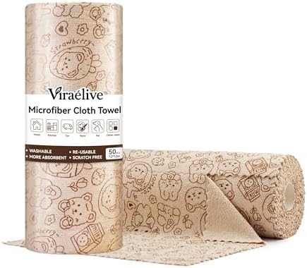 Viraelive Microfiber Cleaning Cloth Roll, 50 Pack by Unknown