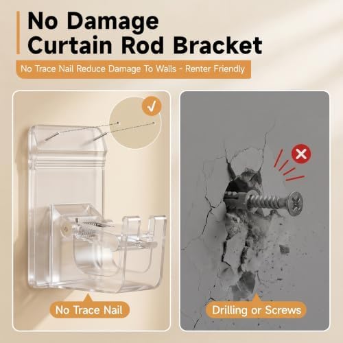 Universal Heavy Duty Curtain Rod Brackets, No Drill Curtain Rod Brackets - Image 4