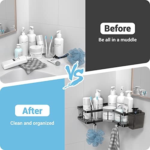 AKTECKE Corner Shower Caddy, 2 Pack Adhesive Shower Corner Organizer Shelves - Image 5
