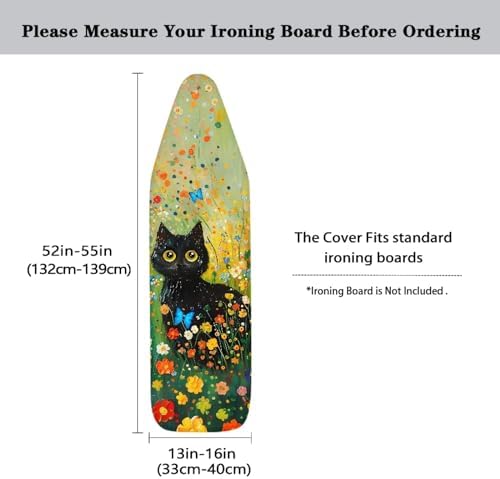 GLENLCWE Black Cat Hippie Flower Ironing Board Cover, 54x15 inches, Iron Board - Image 5