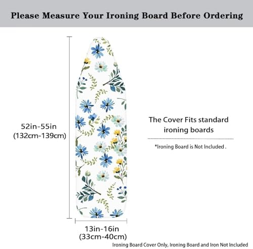Blue Flower Ironing Board Cover and Pad Standard Size Iron Board Dustproof - Image 5
