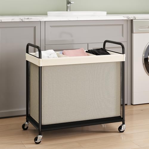 ELYKEN Laundry Hamper 3 Section, 120L Rolling Laundry Sorter - Image 2