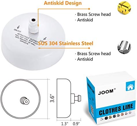 JOOM Retractable Clothesline Indoor, 9.2 FT Wall-Mounted Laundry Line - Image 3