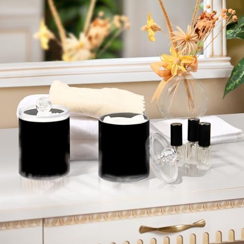 Qilmy Solid Black Qtip Holder 2 Pack, 14 oz Apothecary Jars Bathroom Vanity - Image 7