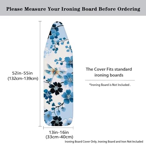 Dragonfly Ironing Board Cover and Pad Standard Size Blue Flower Iron Board - Image 5
