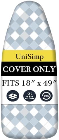 UniSimp Ironing Board Cover and Pad 18"x49" Extra Thick Natural Cotton by UniSimp
