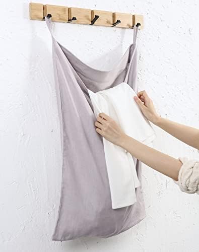 Amazhiyu Pure Linen Over The Door Laundry Hanging Hamper Bag - Image 2