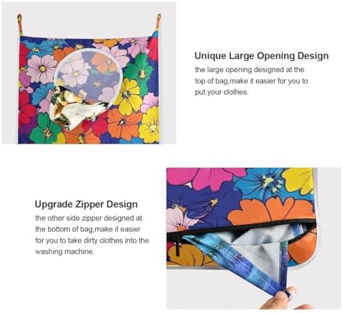 Hanging Laundry Hamper with Stainless Steel Hooks, Oxford Fabric Printing Door - Image 4