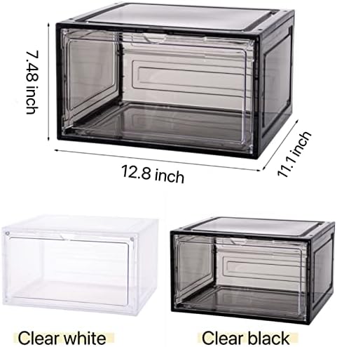 Attelite Large Shoe Boxes 6 Pack Drop Side Shoe Storage Containers Black - Image 2