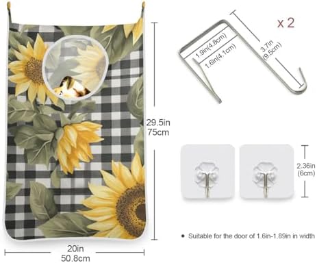 1PC Hanging Laundry Hamper Bag Over the Door Laundry Hamper Wall Hamper Large - Image 3
