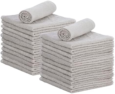 Superio Cotton Terry Washcloths Grey Towels 100% Cotton Cleaning Cloth 16" Rags by Superio