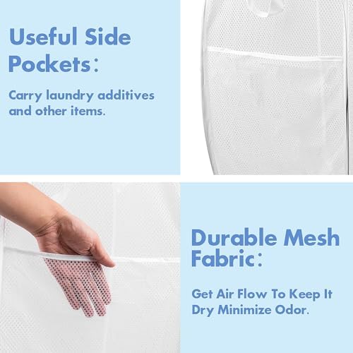 Pop Up Laundry Hamper, 70 L Collapsible Mesh Basket - Image 4