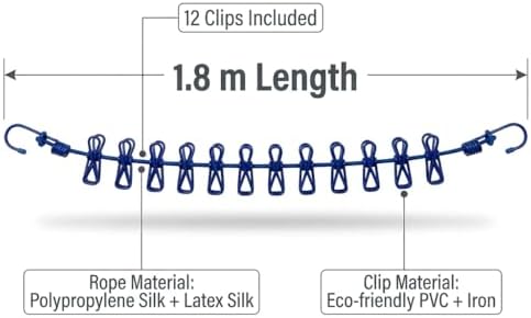 2 Pack Travel Clothesline with 24 Clips, Portable Windproof Laundry Line - Image 2