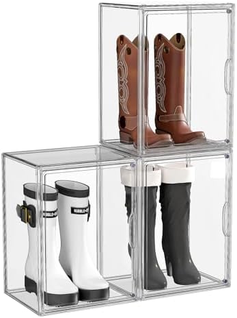 Boot Storage Organizer Tall Boots Boxes 3 Pack Clear Plastic Stackable Boot by ZHAIXIAONIANDIRECT