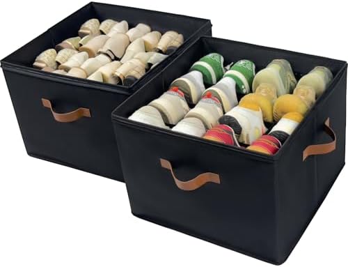 Shoe Organizer Box 2 Pack, Shoe Storage Organizer by Vexalora