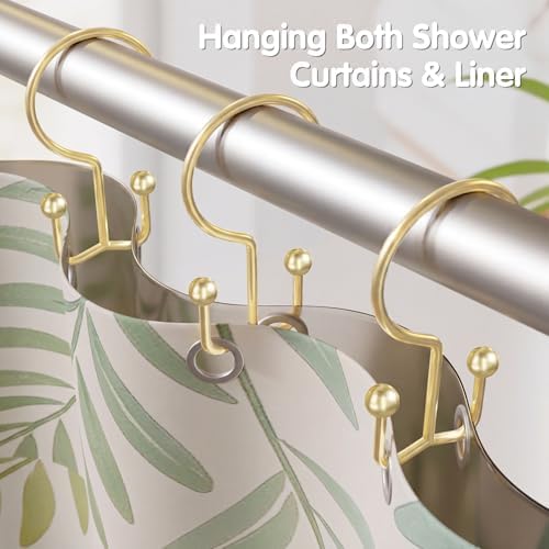 OEH Shower Curtain Hooks, Metal Shower Curtain Rings, Double Shower Rings - Image 7