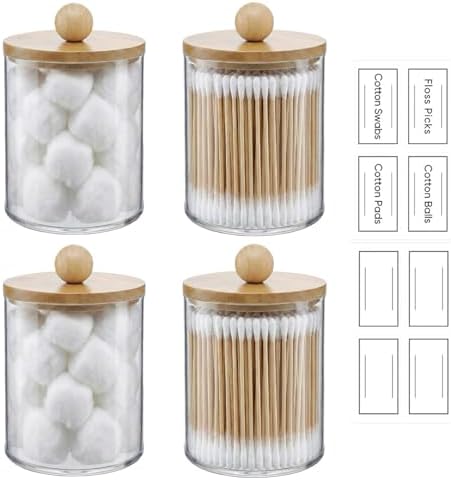 novelinks Acrylic Plastic Qtip Holder Dispenser, Apothecary Jar Canister Set by novelinks