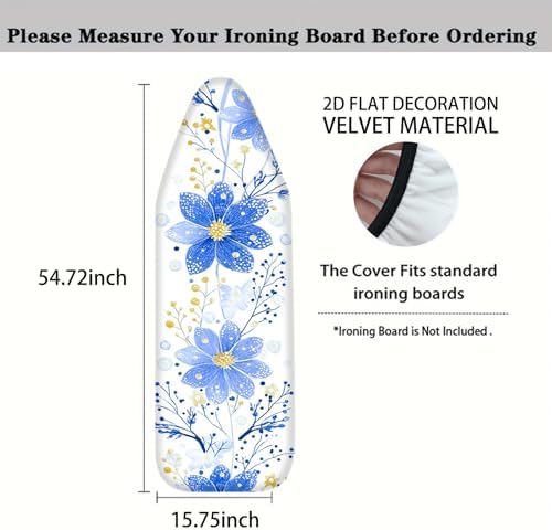 Nuxovilar Blue Flower Yellow Bud Ironing Board Cover 15x54 - Image 4