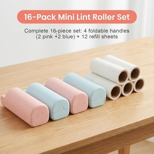 Mini Travel Lint Roller, 4 Handles + 12 Refills, 360 Sheets Total - Image 7
