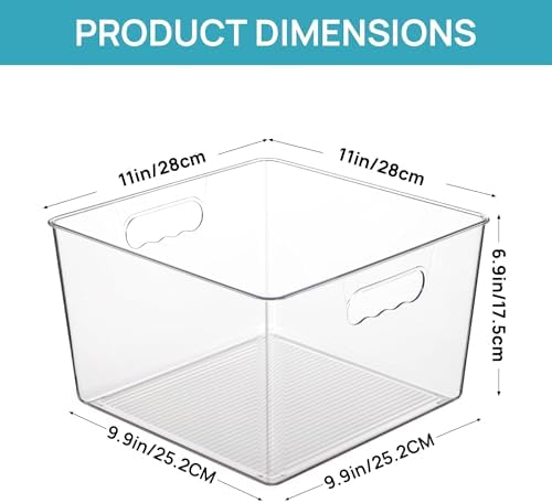 Vtopmart 6 Pack Extra Large Clear Storage Bins, 11x11 Cube Organizer - Image 2