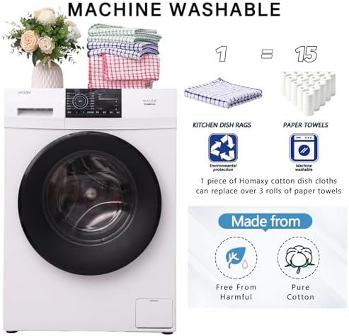 Kitinjoy Cotton 12 Pack Kitchen Towels and Dishcloths Sets, Mixed Color - Image 5