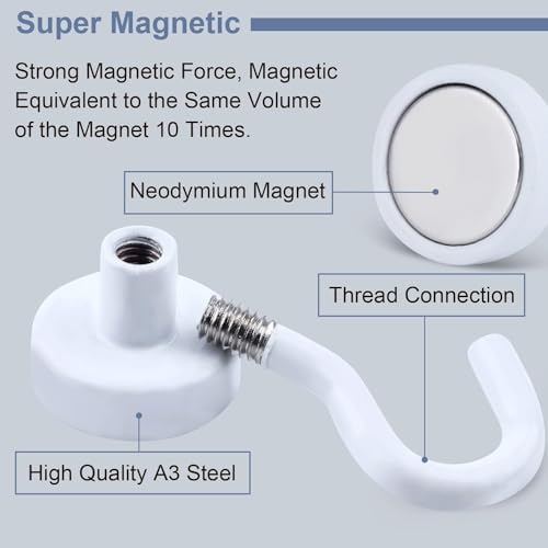 DIYMAG Magnetic Hooks, Strong Magents 10 Pack 30lbs - Image 3