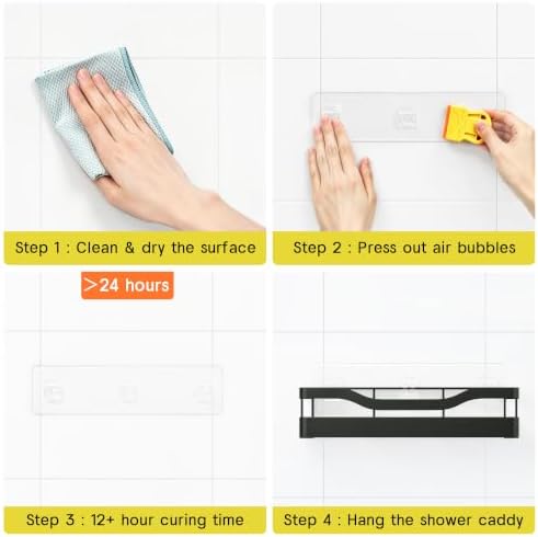 Heavy-Duty Adhesive Shower Rack, Dark Gray Storage - Image 7