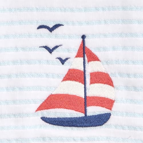 Ritz 2-Piece Cotton Velour Bathroom Hand Towel Set, Embroidered Sailboat Design - Image 2