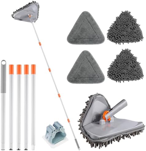 RONSUNG Wall Cleaner Mop, 82-Inch Handle, Baseboard Cleaner Tool, 4 Pads by RONSUNG