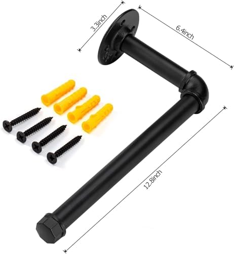 Industrial Pipe Kitchen Paper Towel Holder, Matte Black Heavy Duty DIY - Image 2