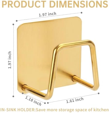 2Pcs Adhesive Sponge Holder for Kitchen Sink Essentials, Stainless Steel Dish - Image 2