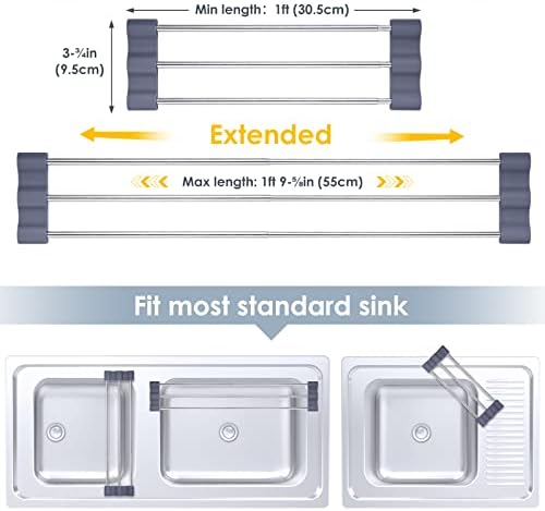 Tomorotec Adjustable Over-The-Sink Kitchen Rack, Deep Gray - Image 4