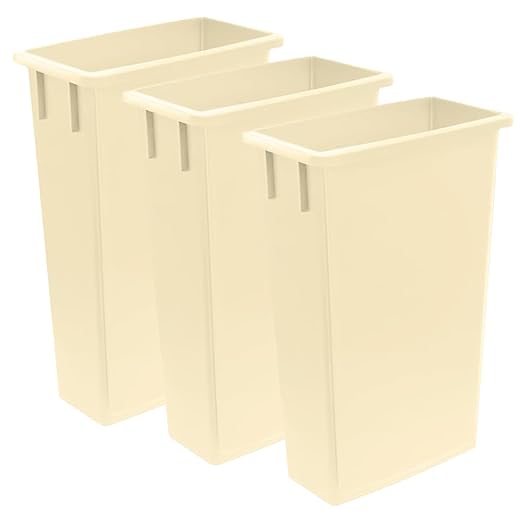 3 Pack 23 Gallon Waste Bin, Heavy-Duty Trash Can, Slim Rectangular Garbage Bin, Durable Waste Container, Recycling Bin, Plastic Wastebasket for Kitchen, Garage, Hotels, Restaurants, Office