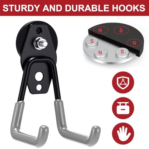 Landhoow 6 Pcs Large Magnetic Hooks Heavy Duty Garage Magnet Hooks Strong - Image 5
