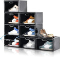8 Pack Drop Side Shoe Boxes, Large Stackable Shoe Storage, Thick Plastic by Amllas