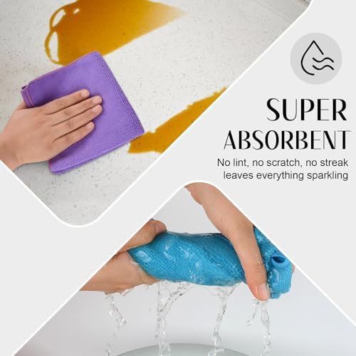 SINLAND Microfiber Rag Cleaning Cloth Kitchen Dish Cloths 12x12inch 12 Pack - Image 4
