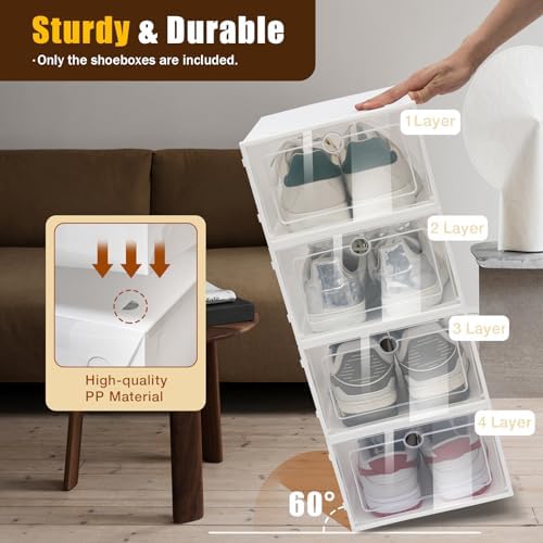 24-Pack Clear Plastic Shoe Boxes, Stackable Foldable Shoe Storage Containers - Image 2