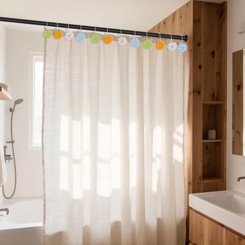 Flower Shower Curtain Hooks, 12 Pack Rustproof Stainless Steel Decorative - Image 5