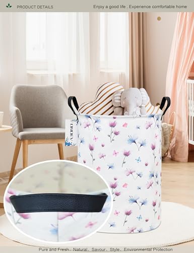 Round Watermark flower Laundry Hamper Waterproof Fabric Home Storage - Image 6