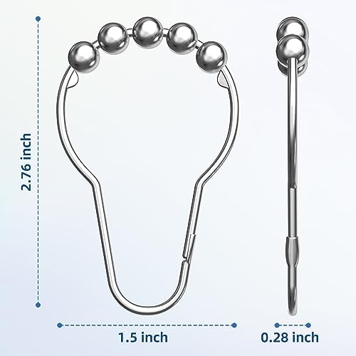 Titanker Shower Curtain Hooks Rings, Rust-Resistant Metal Shower Curtain Hooks - Image 4