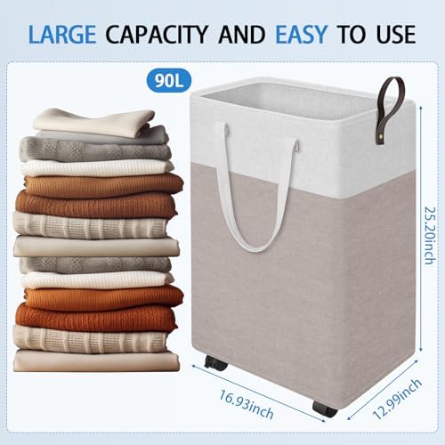 HomeHacks 90L Rolling Laundry Basket - Image 2